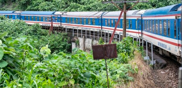 12Go review – train travelling through green countryside