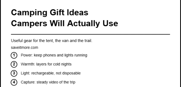 Camping gift ideas campers will actually use: power, warmth, light and video