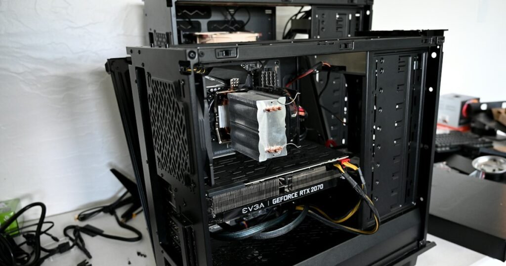 Clone hard drive to SSD – desktop PC with the case open