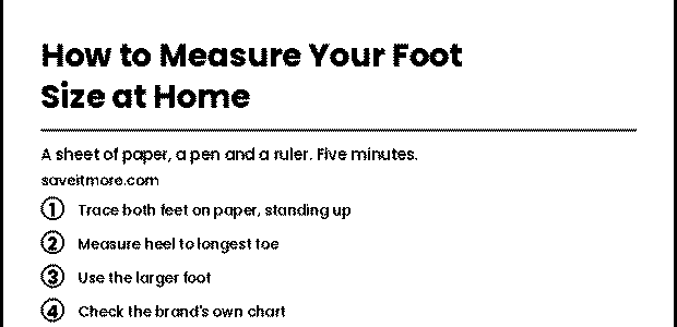 How to measure your foot size at home in four steps with paper and a ruler