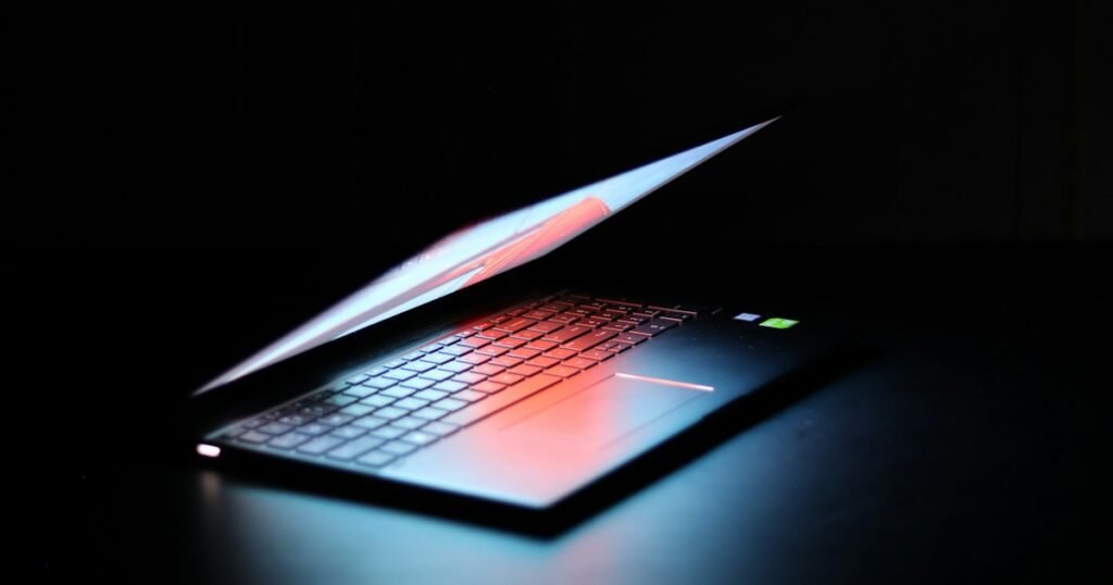 Recover deleted files on Windows – laptop in a dark room