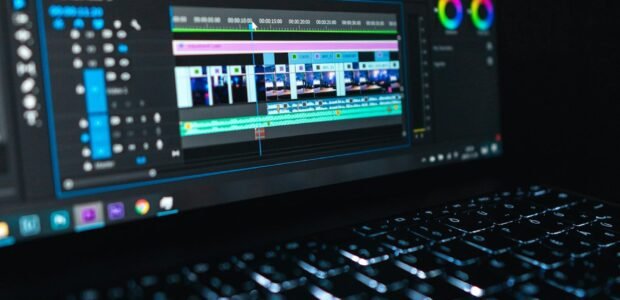 Wondershare Black Friday deal on video editing software shown on a laptop timeline