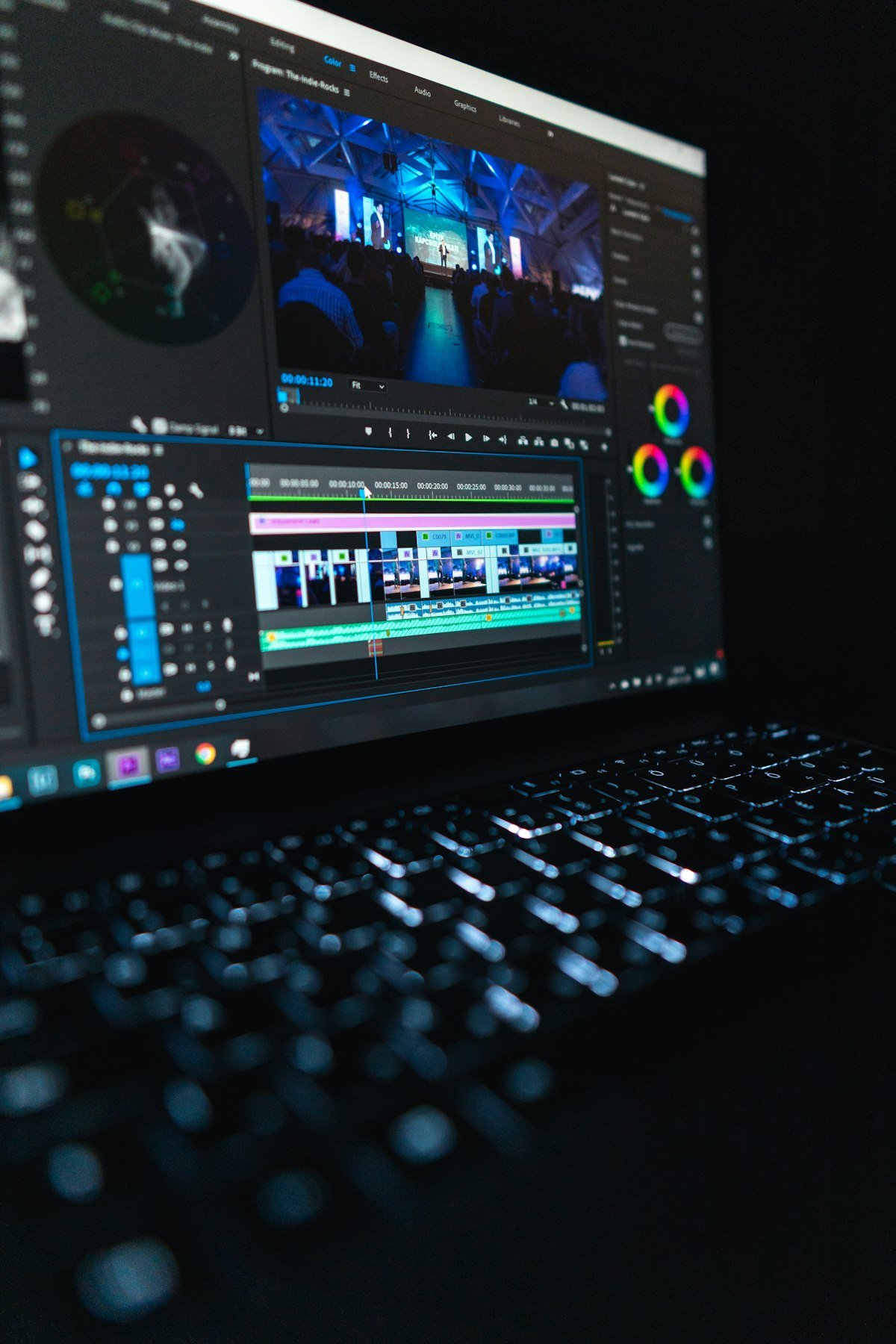 Wondershare Black Friday deal on video editing software shown on a laptop timeline